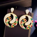 Elegant 18K gold plated hoop earrings with colorful zircon stones and sparkling crystals - Colorful
