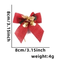 Red and green plaid Christmas bow with golden bells for tree decoration, 8x8cm size - Red + Plaid Gold Leaf