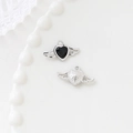 Macro shot of silver winged heart charms with black zircon for DIY jewelry making - 5# Heart with Wings-Black Zircon