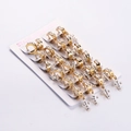 Gold plated stainless steel hoop earrings with crystal encrusted cross charms on card - Gold