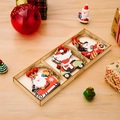 Three-piece Christmas wooden pendant set with Santa and Snowman in a wooden gift box - Christmas Style E / Set of 3