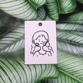 Ohrring-Displaykarte aus rosa Papier mit süßem Mädchen auf einem grünen Blatt-Hintergrund - Kawaii Stil 4