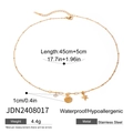 Dettaglio della collana in acciaio inossidabile con ciondolo a stella marina e dimensioni - Collana in Acciaio Inossidabile con Conchiglia e Stella Marina Dorata (JDN2408017)