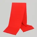 Detail of vibrant China Red wool scarf showing soft knit texture and fringe edge - 180*30cm / China Red