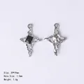 Lava texture silver cross star pendants with dark gemstone for DIY jewelry making - 84432 Black