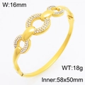 Golden stainless steel interlinked bangle with pavé crystals, 16mm width and 18g weight - Triple Geometric Ring Style (KB210738-KSZ) / Gold