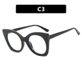 Cat eye blue light blocking glasses with thick black frames and stylish C3 design - Glossy Black Clear Lens