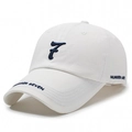 Cappellino da baseball bianco con ricamo numero 7 blu e tessuto traspirante ad asciugatura rapida - Regolabile / Bianco