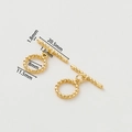 Detailed size chart for 14k gold-plated OT toggle clasp with twisted metal design - 18K Fine Twist Round OT Clasp - 2Pcs/Pack