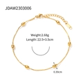 18K gold-plated stainless steel snake chain anklet with polished beads, 22.5cm + 3.5cm - Gold Oval Bead Anklet JDAW2303006