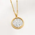 Collar con colgante giratorio Virgen María bañado en oro 18k y piedras blancas - Virgen María