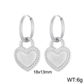 Orecchini a cuore in acciaio inossidabile argento con ciondolo testurizzato 18x13mm - Colore Acciaio (KE108731-Z)