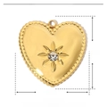 Detailed dimensions of gold heart pendant with rhinestones and stainless steel specs - YE584-Gold Hollow Pave Heart