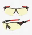 Cycling night vision sports sunglasses with black frame, red temples and yellow lens - Black Frame Red Temples (Night Vision)
