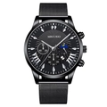 Orologio multifunzione da uomo con cinturino milanese nero e quadrante effetto soleil - Quadrante Nero Lancette Argento Cinturino Nero