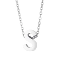 Polished stainless steel necklace featuring a silver letter S pendant on an O-chain - Letter S Style (KN233983-Z)