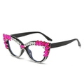 Montatura occhiali cat-eye neri oversize con strass rosa per feste alla moda - Montatura Nera Strass Viola