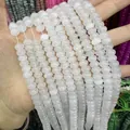 Macro shot of 5x8mm translucent white abacus natural stone beads for DIY jewelry making - 5*8mm (approx. 73 pcs/strand) / Natural White Jade