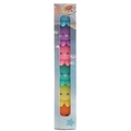 Set of six colorful cartoon octopus bath toys stacked in clear long plastic packaging - Color Box / Candy Solid Color