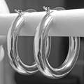 Orecchini a cerchio lucidi in acciaio inossidabile con spessa silhouette rotonda - 20mm / Argento