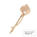 Calla lily shaped rose gold hair clip with white pearl detail, size 7.6x2.5cm - Style 9 Gold