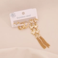 Detailliertes Set goldener Edelstahl-Ohrringe mit Schmetterlingsquasten und Zirkon - 10# Weißer Schmetterling