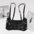 Women's black punk PU leather harness vest with adjustable metal buckle straps - Black (70cm)