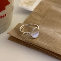 Minimalist 925 silver irregular hammered open ring with brushed circular surface - J3910 Brushed Round Irregular