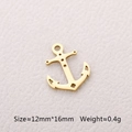 Detailed macro view of a gold-plated stainless steel anchor pendant for DIY jewelry crafts - Anchor / Gold