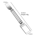 Stainless steel dual-head watermelon slicer and fruit fork tool weighing 48g - Stainless Steel / Double Black Line Handle
