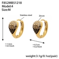 Gold plated stainless steel hoop earrings with white and black pear cut zircons - Black (Medium)