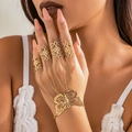 Gothic gold butterfly hand harness bracelet with four rings for Halloween punk style - Butterfly Hollow Out Hand Harness / Gold (2249)