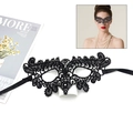 Elegant black lace masquerade eye mask with ribbon ties for women's party costume - 017 Flower Fox
