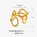 Anello a nodo irregolare in acciaio inossidabile dorato con linee artistiche minimaliste - Oro