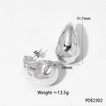 Silver hollow teardrop earrings in polished stainless steel with 31.7mm height details - Irregular Textured Teardrop (PDE2302)