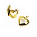 Detail of openable gold heart locket pendant with sparkling cubic zirconia eye design - Evil Eye Style