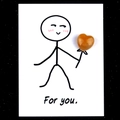Healing heart-shaped orange agate stone with creative For You gift card display - Yellow Jade