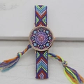 Detail view of Bohemian purple woven strap watch with mandala pattern and rose gold case - Purple Mandala (Style 2)