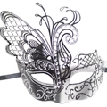 Elegante Schmetterlings-Maskenball-Maske in Schwarz und Silber mit Strasssteinen - Silberne Schmetterlingsmaske