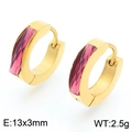 Gold-plated hoop earrings with rectangular pink zircon, 13x3mm and 2.5g lightweight style - Gold-Pink Style(KE118299-TGD)