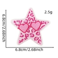 Toppa ricamata stella leopardata rosa con cuori, 6.8cm, per decorazioni moda fai-da-te - Stile Stella Leopardata (2#)