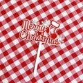 Macro detail of Merry Christmas acrylic cake topper with snowflake and stocking elements - Snowflake Boot Double Layer Merry Christmas