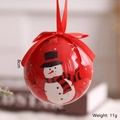 8cm red Christmas ball ornament featuring hand-painted snowman design and red ribbon bow - Red Base Snowman
