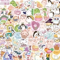 Close-up of waterproof cartoon animal stickers featuring rabbits, cats and dinosaurs - Style UU057