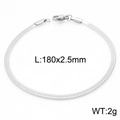 Bracciale piatto a maglia serpente in acciaio argento lungo 180mm e largo 2,5mm - Catena a Serpente Piatta Sottile Argento (KB164827-Z)