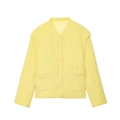Women's yellow lightweight quilted jacket in casual loose fit style on white background - S / Yellow