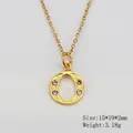 Collier en acier inoxydable plaqué or 18K avec pendentif lettre O et cristaux - Lettre O