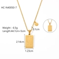 Vue détaillée du collier zodiaque Lion doré avec dimensions et poids spécifiques indiqués - Lion (HC-N40050-7)
