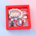 Christmas kids jewelry set with pearl bracelet and cartoon charms in a red gift box - Style 10