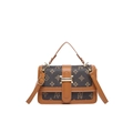 Brown monogram small crossbody bag with retro flower pattern and gold hardware finish - Coffee Monogram / Brown
